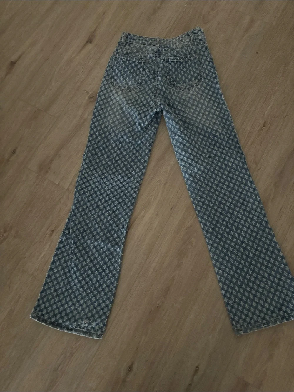 Jaded London Indigo Geo-Print slouchy fit Jeans